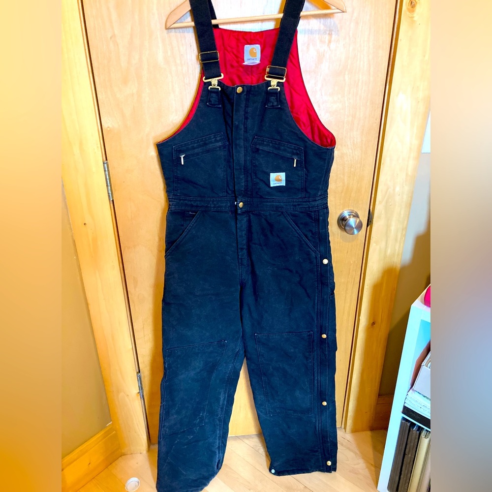 Carhartt black quilt lined overalls 34x30 (vintage)